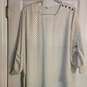 Maurices Cream & Navy Blue Polka Dot  Blouse